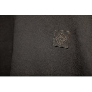 Sweater schwarz mit Lederpatch und Nackenprint XXL