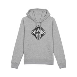 Hoodie grau Logo schwarz XL