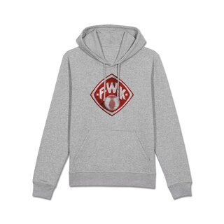 Hoodie grau Logo rot L