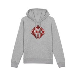 Hoodie grau Logo rot L
