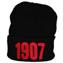 Mütze schwarz  1907 Stick rot